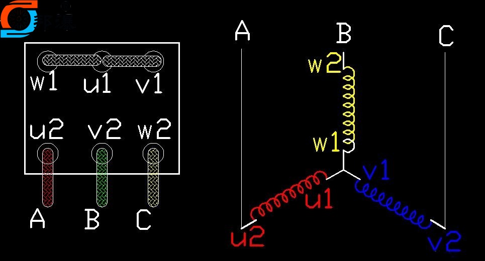 三相异步电机星形接线示意图