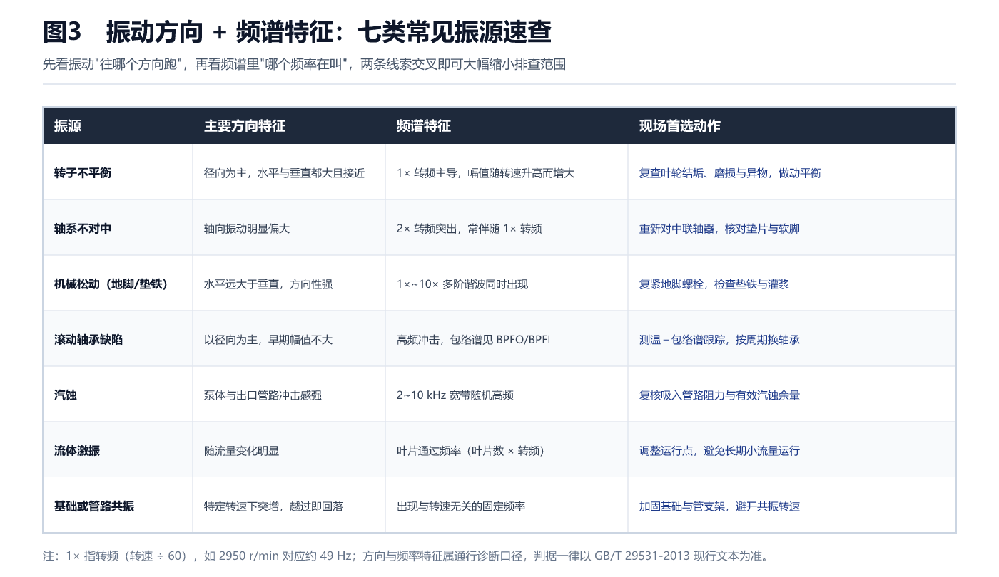 振动方向与频谱特征速查表